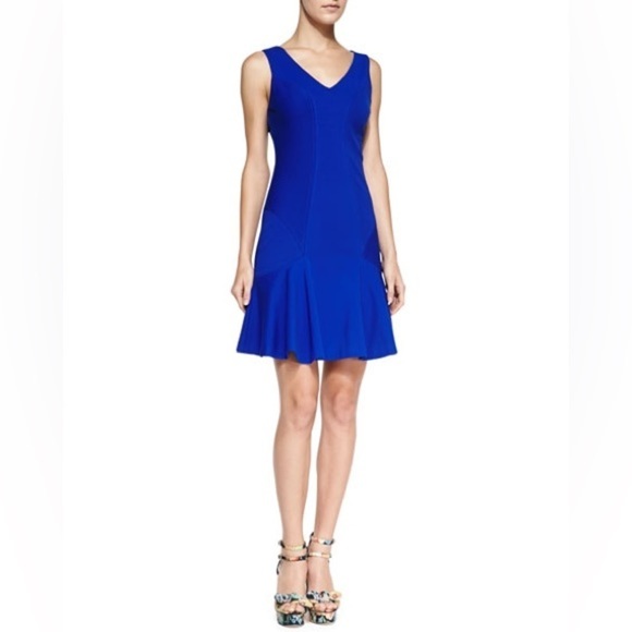 Diane Von Furstenberg Carla Sleeveless Flared-Hem Blue Drop Waist Sheath Dress 8 - Picture 3 of 16